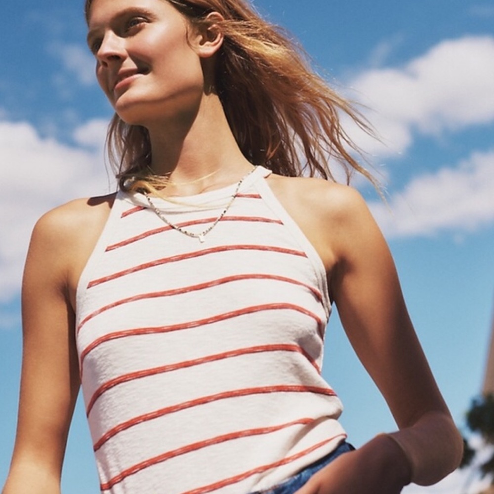 madewell “time off” tank in shawn stripe